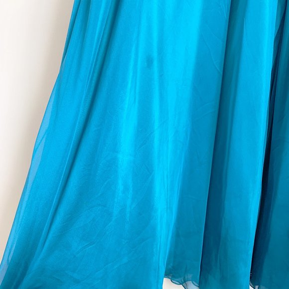 La Femme Strapless Beaded Gown Teal - Picture 14 of 14